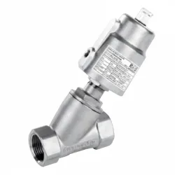 Zawór kątowy G 1 1/2 PAV040A stal nierdzewna 316, NC, napływ nad grzybek, sterowany pneumatycznie