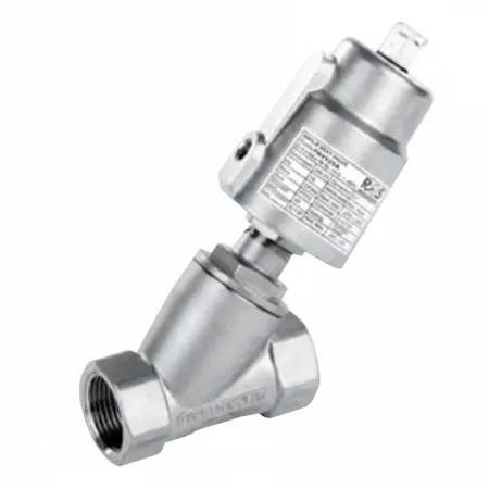 Zawór kątowy G 1 1/2 PAV040A stal nierdzewna 316, NC, napływ nad grzybek, sterowany pneumatycznie